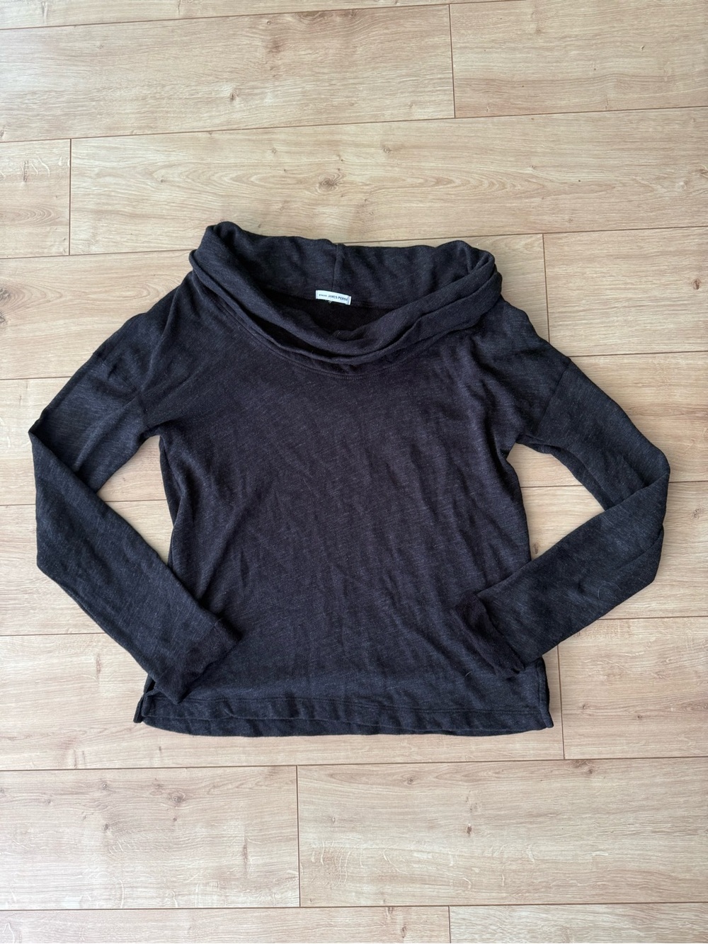 James Perse Cowl Neck Pullover Black Supima Cotton Modal Womens 3 USA